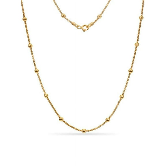 Gold Over Sterling Silver Mini Popcorn Bead Station Necklace 20 Inch
