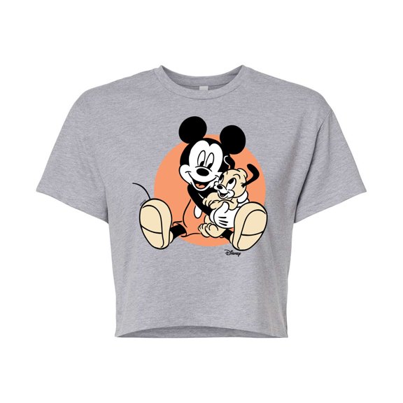 Disney - Mickey Mouse - Pup Love - Juniors Cropped Cotton Blend T-Shirt