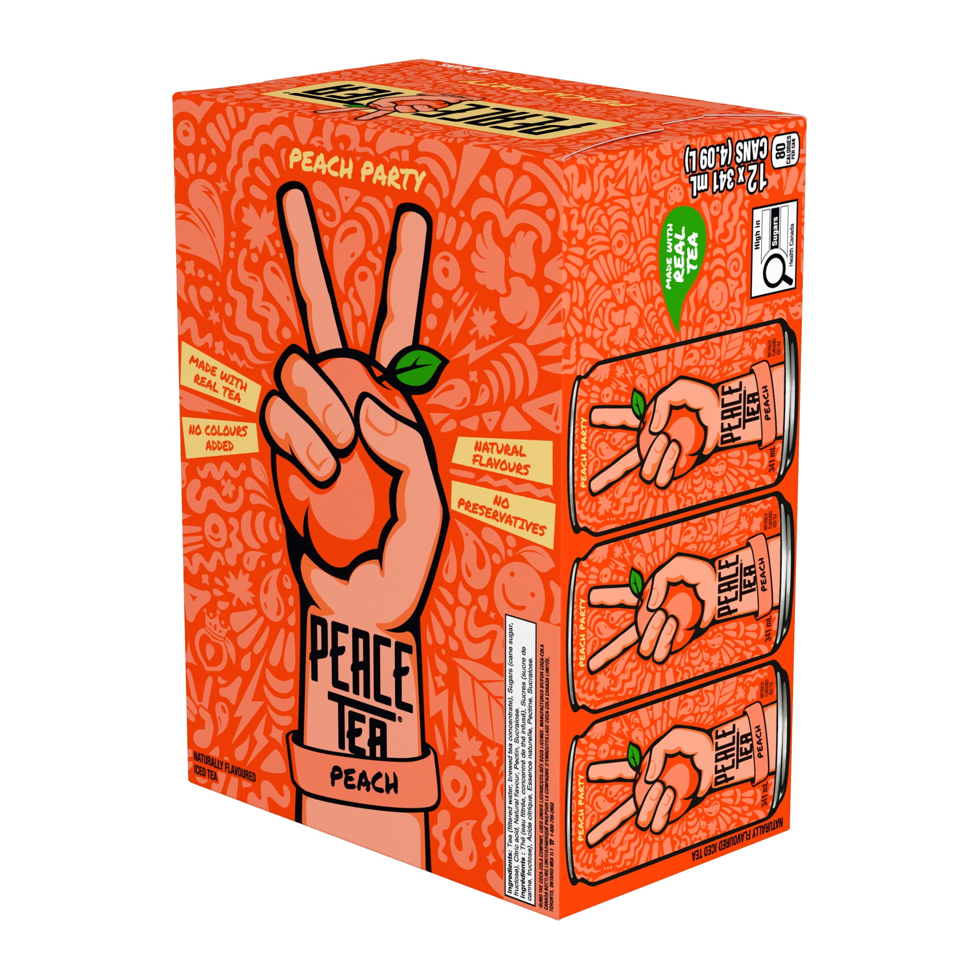 Peace Tea Peach Party Cans, 341 mL, 12 Pack, 12 x 341 mL