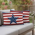 thumbnail image 4 of Independence Day Pillow Covers 2 Pack Pentagram American Flag Pillowcase Waterproof Outdoor Throw Pillow Cover for Patio Balcony Rectangular Cushion 20”x12”, 4 of 9