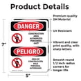 thumbnail image 2 of (2 Pack) Construction Area Authorized Only Bilingual OSHA Danger Sign, 2 of 7