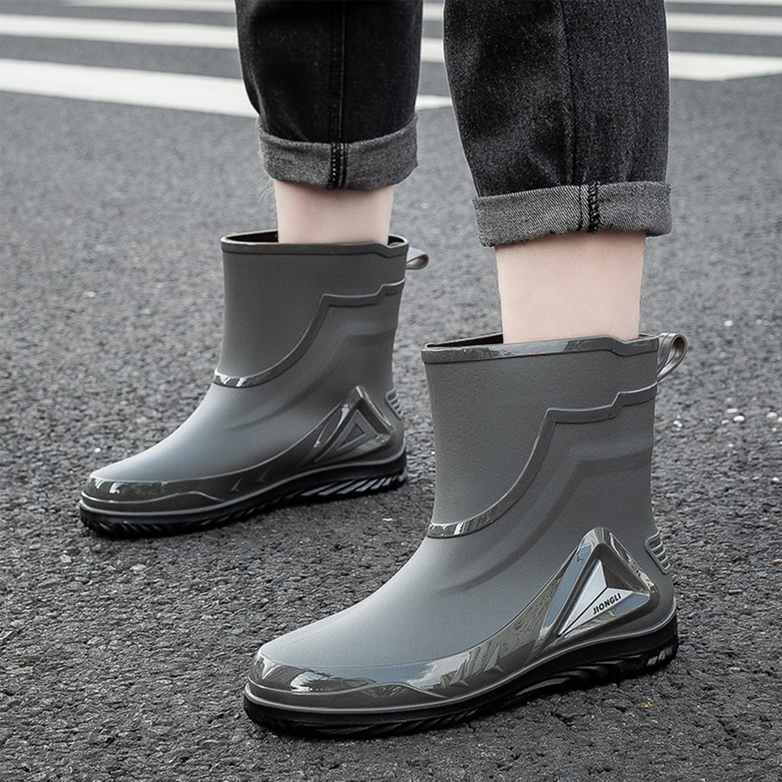 AUXDIQ Men Rain Boots Outdoor Garden Boots Waterproof Ankle Rain Shoes