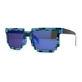 thumbnail image 2 of Boys Kid Size 8-bit Pixel Horn Rim Gamer Plastic Sunglasses Blue Blue Mirror, 2 of 4