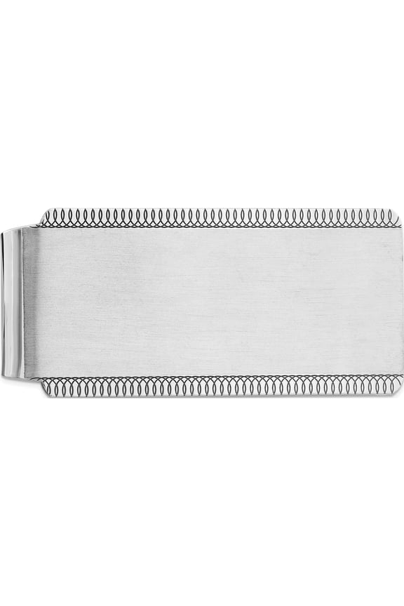 Sterling Silver Satin Rhodium-Plated Front Money Clip (55 X 27) Made In United States qq38