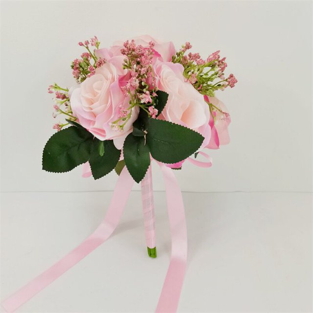Ramo de rosas artificiales, Flores falsas de seda Gypsophila, florero de Mesa para el hogar, decoración de boda, manualidades