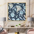 thumbnail image 2 of Designart 'Navy Blue Botanical Pattern With Feathers' Traditional Framed Canvas Wall Art Print, 2 of 5