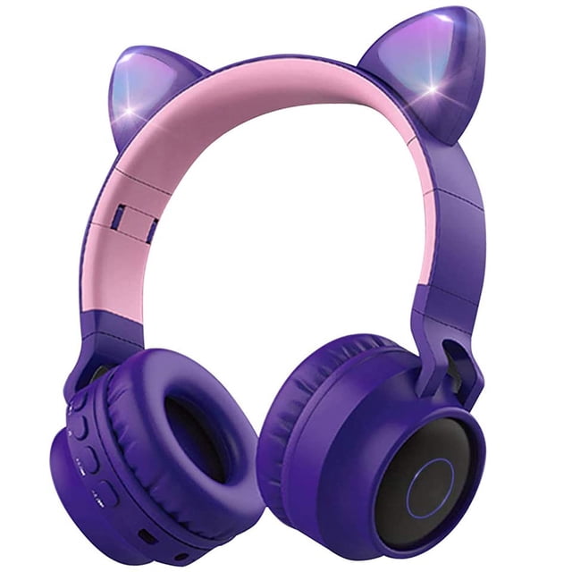 Auriculares Bluetooth Inalámbricos para Niños Aresrora Orejas de Gato Morado