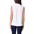 thumbnail image 3 of INSPIRAR CHIC Top sin mangas de verano con volantes para mujer, cuello alto, botones, tops casuales M Blanco, 3 of 6