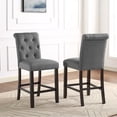 thumbnail image 3 of Leviton Solid Wood Tufted Asons Counter Height Dining Chair in Gray, Set of 2, 3 of 7