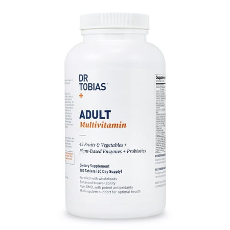 Dr Tobias Adult Multivitamin + Plant Based Enzymes + Probiotics Tablets, 180 Ct (2 Month Supply)