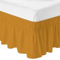 thumbnail image 2 of Mustard Bed Skirt Queen Size 18 Inch Drop, Golden Yellow Color Solid Background Autumnal Rustic Farmhouse Adjustable Elastic Dust Ruffles Bedskirt for Queen Bed Wrap Around Pleated Mattress Cover, 2 of 9
