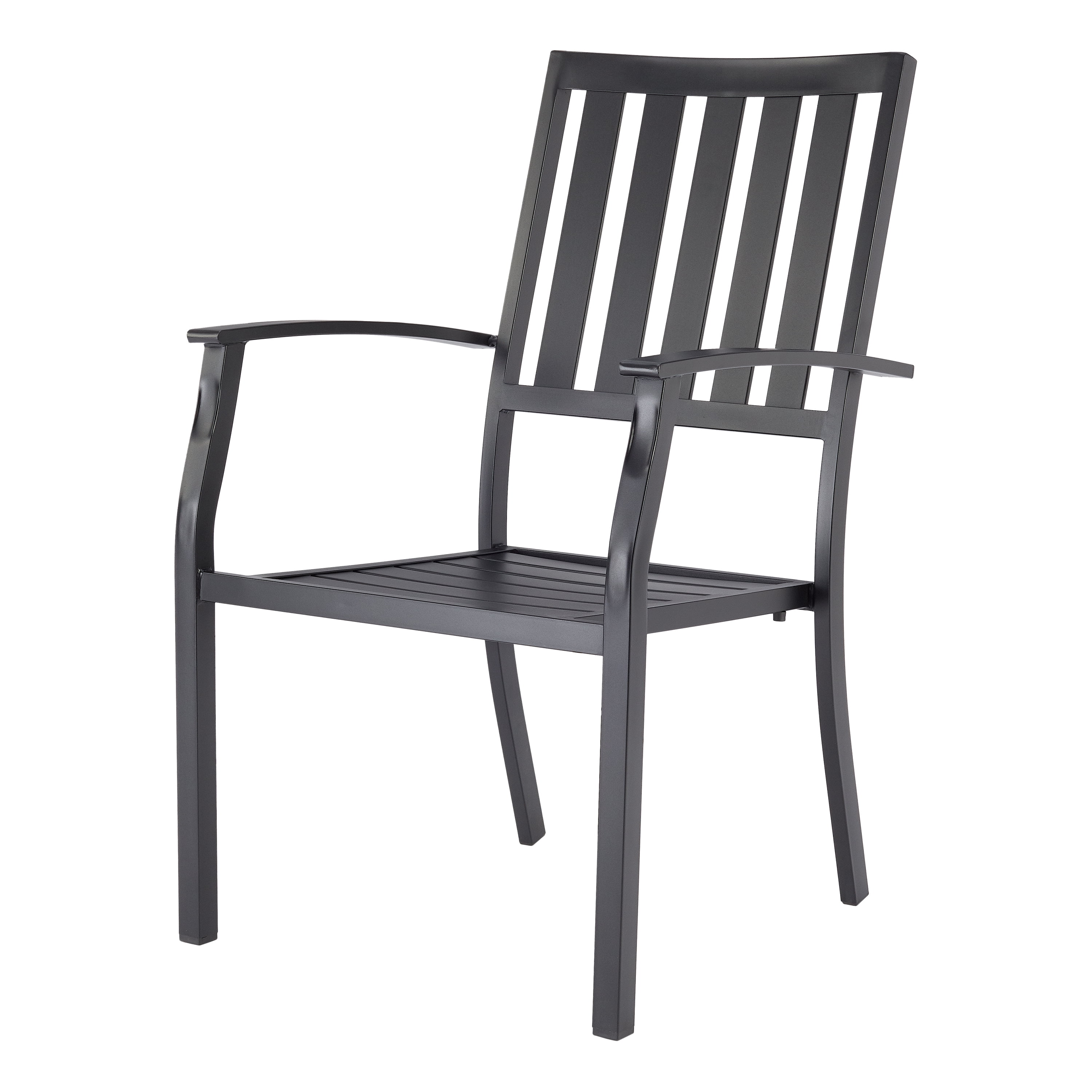 better homes  gardens milport brand outdoor patio dining arm chair black  metal slats  walmart