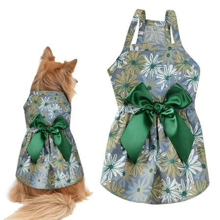 Small Dog Teddy Dog Floral Slip Dress Dog Clothes Spring/Summer Thin Skirt Dog Clothes Puppy Summer Dress Puppy Girl Dress Pet Dog Flower Shirt Clothes