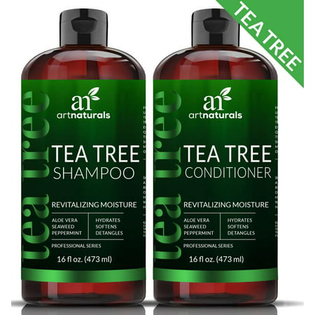 Tea Tree Oil Shampoo & Conditioner (2x16oz) Natural Formula for Deep