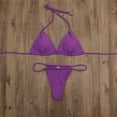 thumbnail image 3 of Women's Thong Bottom Two Piece Bikini Double Shoulder Straps Cute Swimsuit Triangle Bathing - purple, 3 of 5