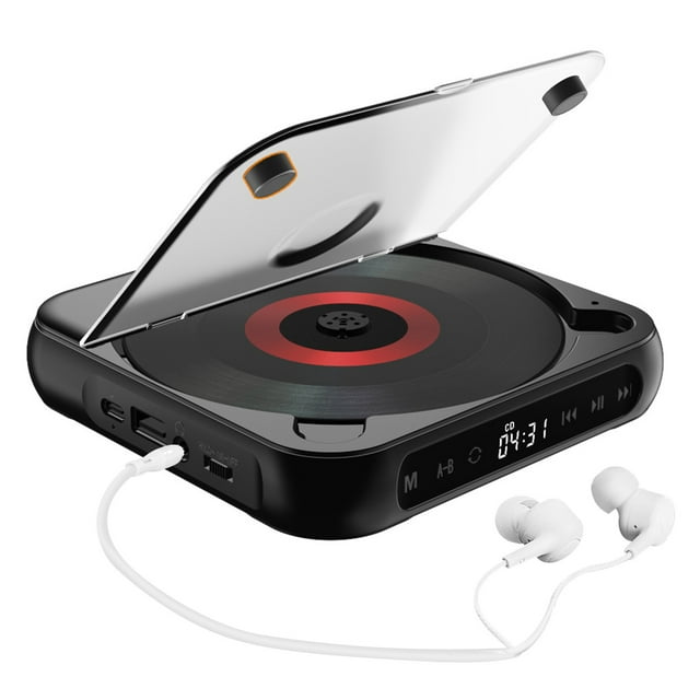 BT5.1 CD Player Portable Music Player FM Radio Desktop CD Player with Dust Cover LED Display 6 Modes AB Repeat Timer Remote Control