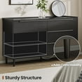 thumbnail image 6 of Modern Minimalist 54" Wide Black Dresser for Bedroom, Large 6-Drawer Storage Cabinet with Sleek Metal Handles, Clothes Organizer Chest for Closet, Hallway, or Living Room, 6 of 9