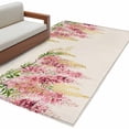 thumbnail image 2 of Pink Floral Washable Area Rugs 4'x6', Watercolor Pink Yellow Wisteria Linen Texture Low Pile Throw Living Room Rug Non-Slip Sturdy Edge Binding Carpet for Indoor Entryway Bedside Kitchen, 2 of 9