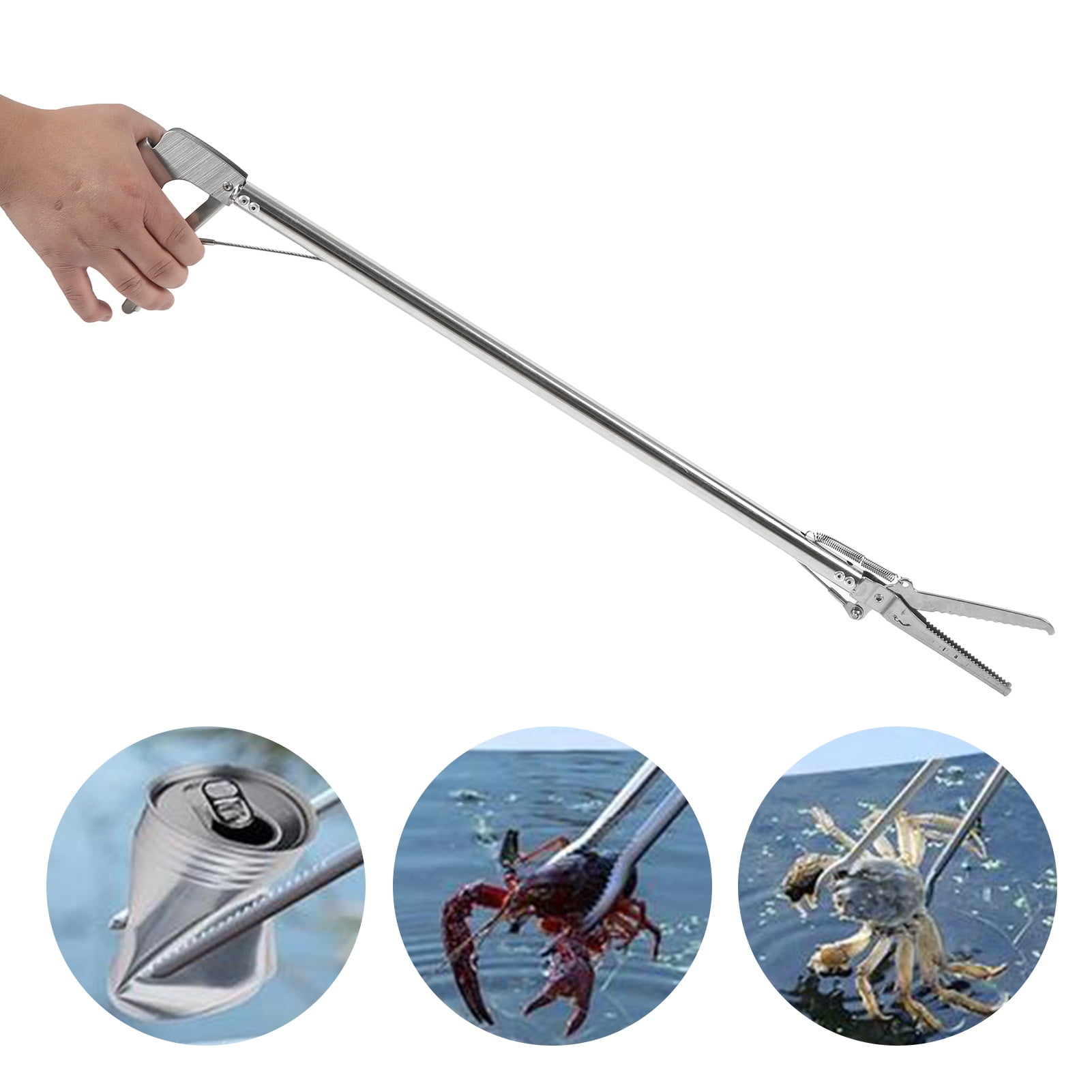Nieyigj 30inch / 76.2cm Stainless Steel Crab Tongs Portable Multifunctional Long Fish Tongs for Crab Seafood Octopus Straight Clip Sea Catching Tool Professional Fishing Gear Supplies