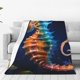 thumbnail image 1 of Fotbe Yellow Fish Seahorse Manta de Franela Acolchonada con Estampado, Súper Suave y Esponjosa, Extra Grande para Sofá, Cama, Uso Todo el Año-60"x50", 1 of 7