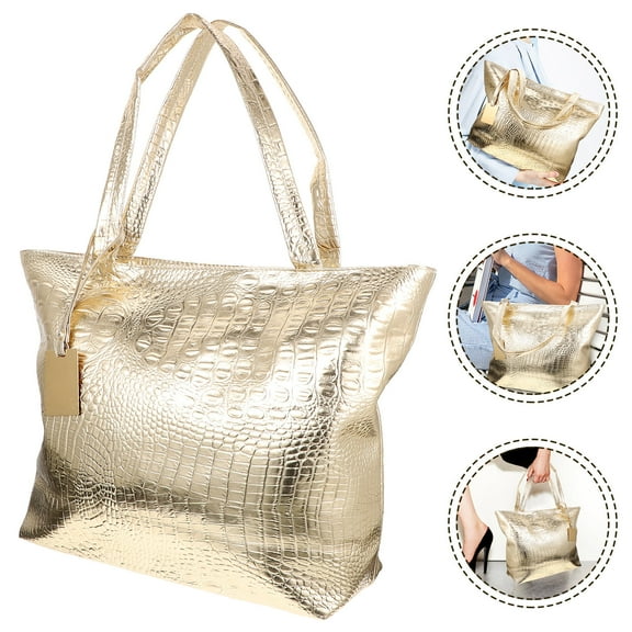 HOMEMAXS 1pc Women's Fashion Tote Handbag Large Capacity Shoulder Bag for School Work Golden