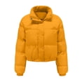 thumbnail image 5 of Smupbvky Women Cropped Puffer Jacket Lightweight Quilted Zipper Coat Stand Collar Winter Warm Bubble Outerwear (XL, Yellow), 5 of 7