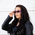 thumbnail image 3 of Birdz Eyewear Chill Women's Padded Motorcycle Sunglasses Purple Frames with Super Dark Lenses, 3 of 8