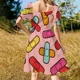 thumbnail image 5 of Vestido de manga corta con estampado s, vestidos de moda para mujer, vestido largo para mujer, 5 of 7