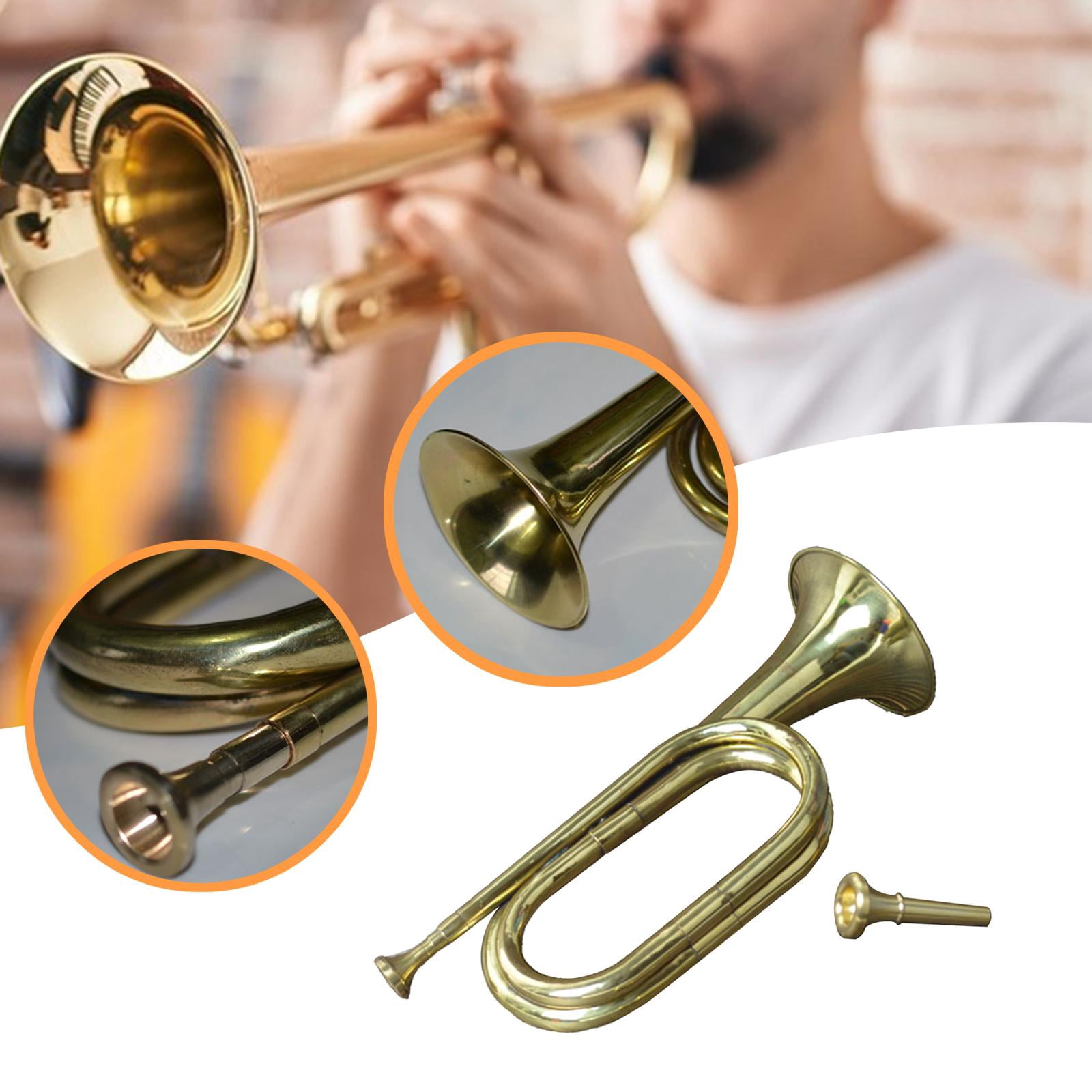 JWQFBC Trumpet Bugle Brass Instrument Gold Gilded Copper Vintage Musical Instrument for