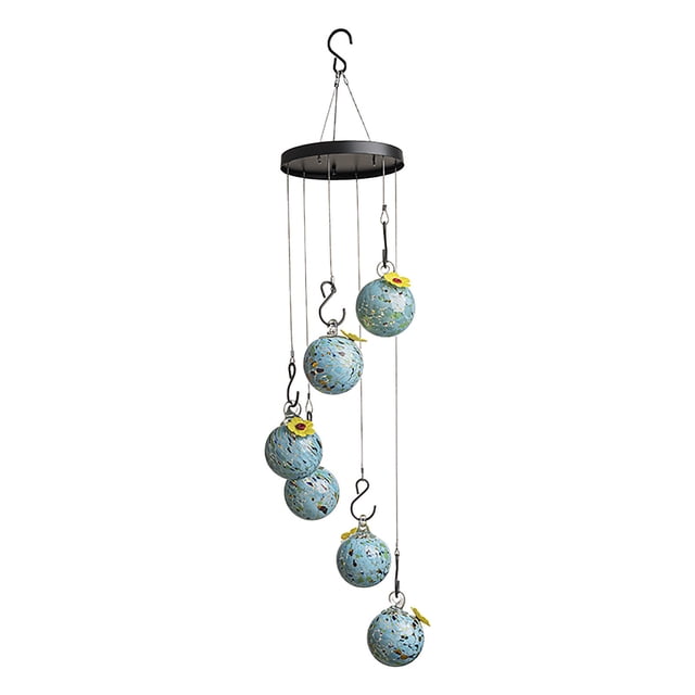 Glass Hummingbird Feeder for Outdoors – Suspended Colored Design with Weather-Resistant Construction and Easy-Clean Disassembly