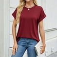 thumbnail image 4 of Yuwull Tops For Women Women'S Tops Women'S Spring And Summer Solid Color Short Sleeved Round Neck Loose T-Shirt Womens Plus Size Tops On Clearance12XL, 4 of 8