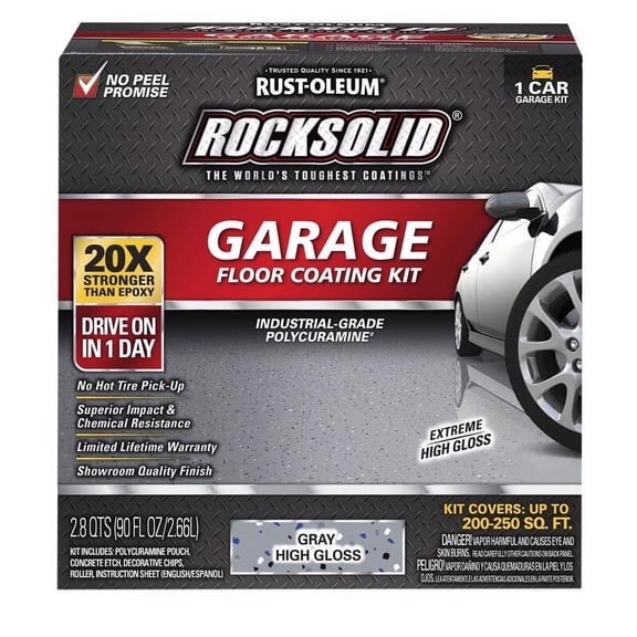Rust-Oleum RockSolid Gray High Gloss Garage Floor Coating Kit Polycuramine 76oz