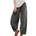 thumbnail image 1 of VEKDONE Womens Cotton Linen Long Pants Dark Gray M, 1 of 9