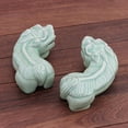 thumbnail image 2 of NOVICA Handmade Celadon Ceramic Sculptures Cultural Green Thailand Good Fortune Dragon [ 2.6in H x 6.5in W x 3.5in D] 'Pi Xiu'(Pair), 2 of 6
