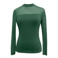 thumbnail image 3 of DuoJiaJ Women Double Line Mesh Sheer Crop Tank Tops Neck Long Sleeve Shirts Casual V-Neck Tops Green M, 3 of 3