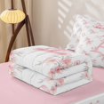 thumbnail image 6 of Manfei Pink Floral Zipper Twin Comforter Sets with Fitted Sheet and 2 Pillowcases,Girls Personalized Letter A Zipper Bedding Set,Pink Reversible4pcs, 6 of 8