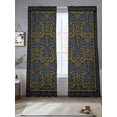 thumbnail image 2 of Vintage Navy Blue Roses Sheer Curtains 84 Inch Length 2 Panels Set Window Treatments, Abstract Art Floral Green Leaves Rod Pocket Semi Curtains for Living Room/Bedroom/Kitchen Décor, 104"W x 84"L, 2 of 7