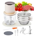 thumbnail image 1 of 4-in-1 Small Food Processor Cordless Set with 600ml Glass Bowl, 3*240ml Stainless Steel Bowls and 3+4 Blades, USB-C Rechargeable Battery Mini Meat Ve, 1 of 7