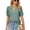 Dark Green, variant on Fashion T-Shirt for Women V-Neck Tops Casual Hollow Bubble Sleeves Loose Tees Top S-2XL