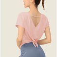 thumbnail image 4 of hotojiny Workout Crop Tops for Women Lightweight Crew Neck Short Sleeve Yoga Shirts Breathable Running Sports Gym Activewear, 4 of 6