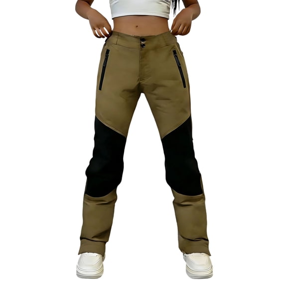 Qiopertar Women's Waterproof Hiking Pants Straight Leg Casual Trousers for Outdoor Sports Travel Comfy Stretchy Loose Fit All Season Active Wear, Khaki M