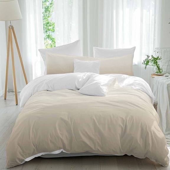 3 Piece Beige Brown Ombre Duvet Cover Set California King,Microfiber Comforter/Quilt Cover with Corner Ties and 2 Pillowcases,Modern Abstract Art Gradient Aesthetics Soft Bedding with Zipper Closure