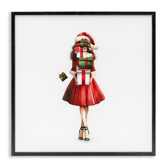Stupell Industries Carrying Christmas Fun Holiday Painting Black Framed Art Prints Wall Art, 24 x 24
