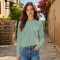 thumbnail image 4 of Duoif Fall Sweatshirts for Women, Women's Casual Long Sleeve T-Shirt - Loose Spring Summer Top Womens Sweatshirt Green L, 4 of 9