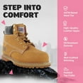thumbnail image 4 of Steel Toe Boots for - Tan - 9.5W | Waterproof Work Boots for Women Steel Toe | Slip Resistant Work Shoes for Women | Lightweight Nubuck Leather for Comfort and Style, 4 of 7