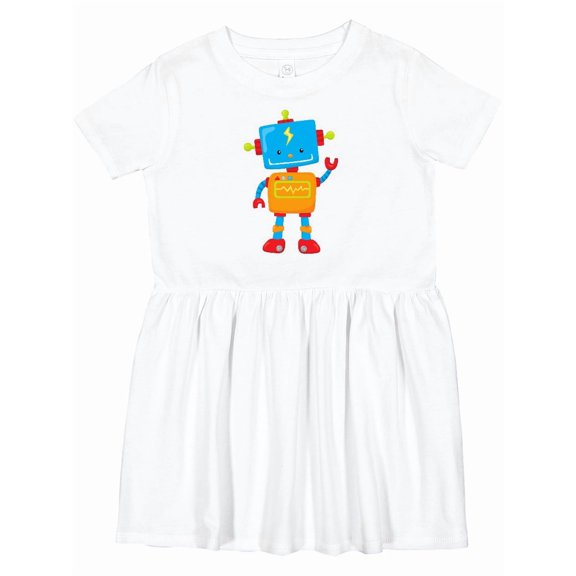 Inktastic Cute Robot, Colorful Robot, Funny Robot, Robotics Girls Toddler Dress