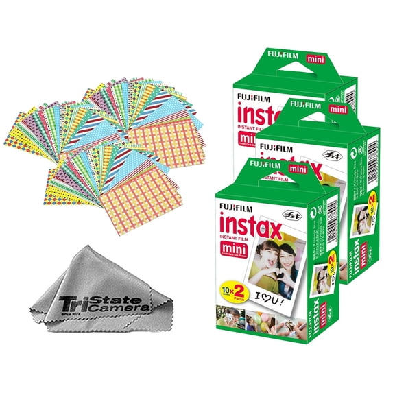 Fujifilm Instax Mini Instant Film (60 Exposures) Frame Stickers Microfiber Cloth