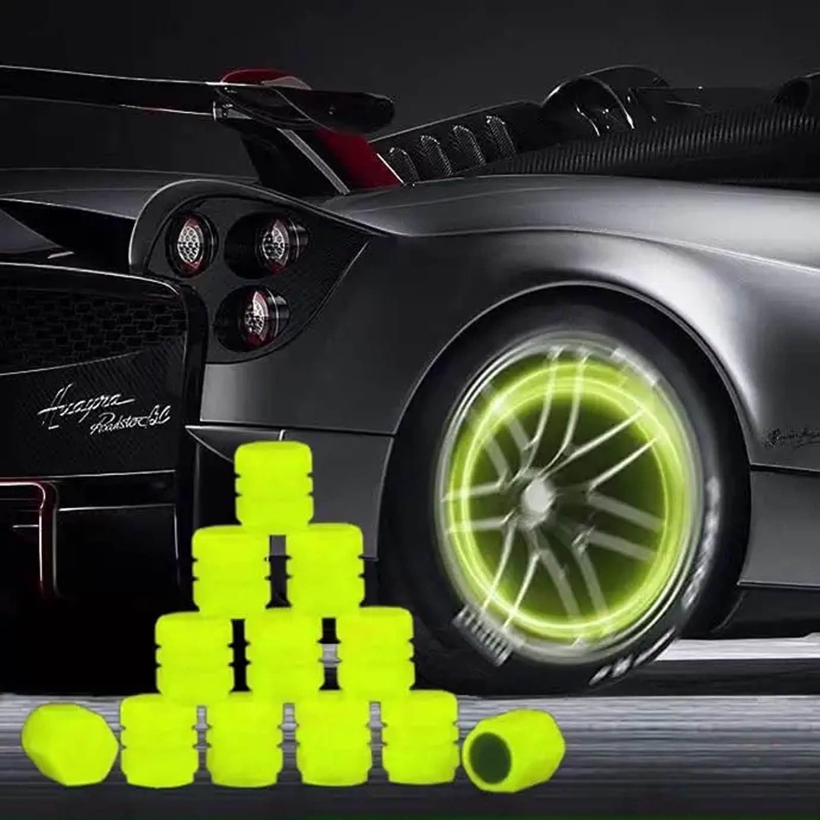 Mittory Universal Fluorescent Car Tire ValveCaps, 12Pcs Tire Air ValvesStem Caps, Durable Tire