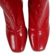 thumbnail image 4 of Delicious Women's Square Toe Mid Calf Block Heel Ankle Bootie, Red ,  6 M US, 4 of 6