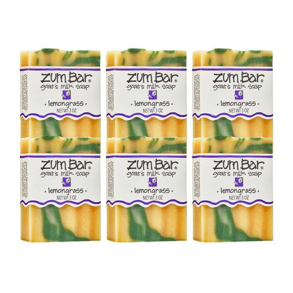 Zum by Indigo Wild Goat's Milk Soap Bar - Bar Soap for Hands & Body Made with Essential Oils - 3 oz - Lemongrass (6 Pack)